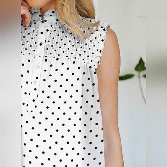 Frill Printed Mock Neck Top - Picture 3 of 5